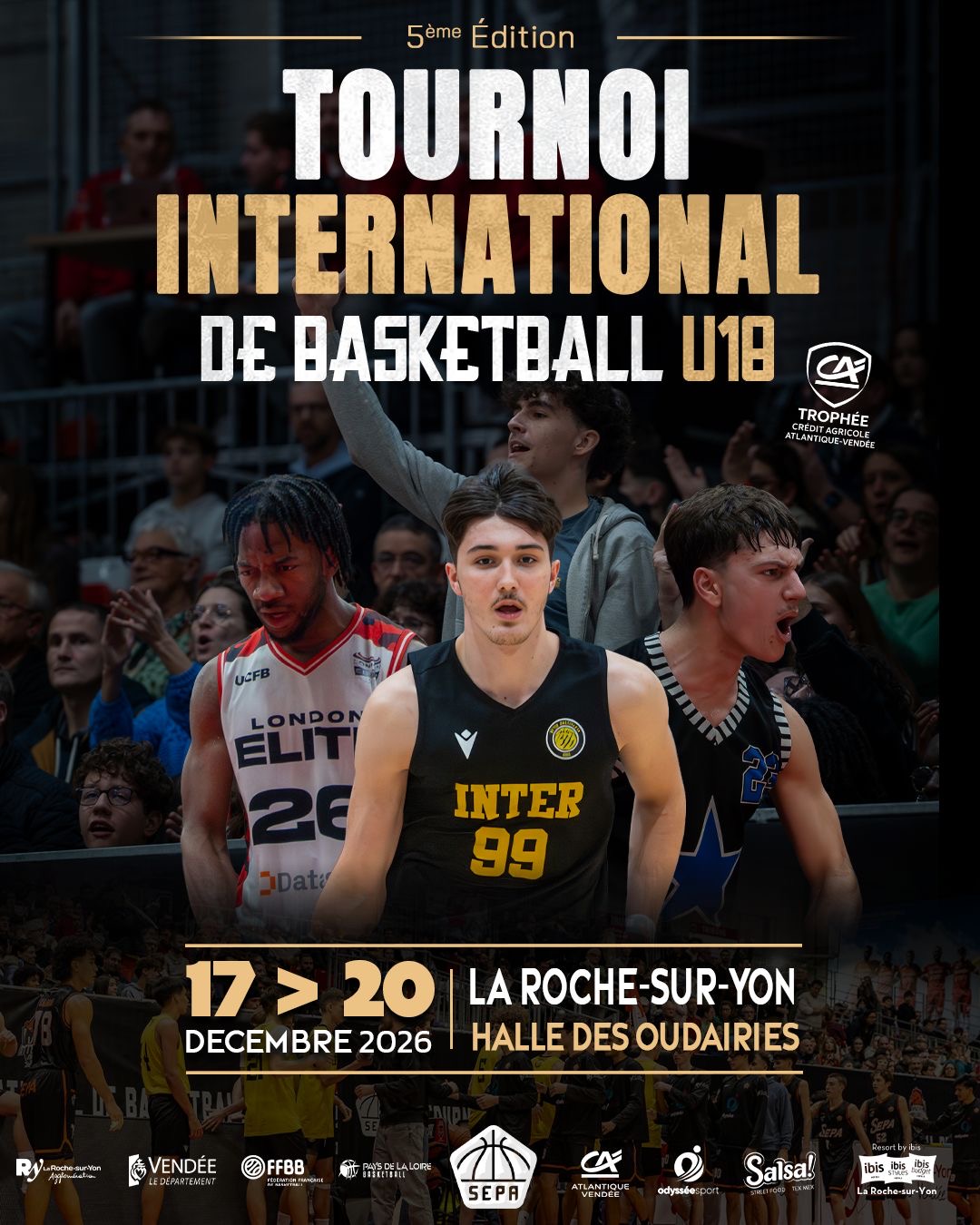 Affiche du Tournoi International de Basketball U18, 17 au 20 décembre 2026, Halle des Oudairies