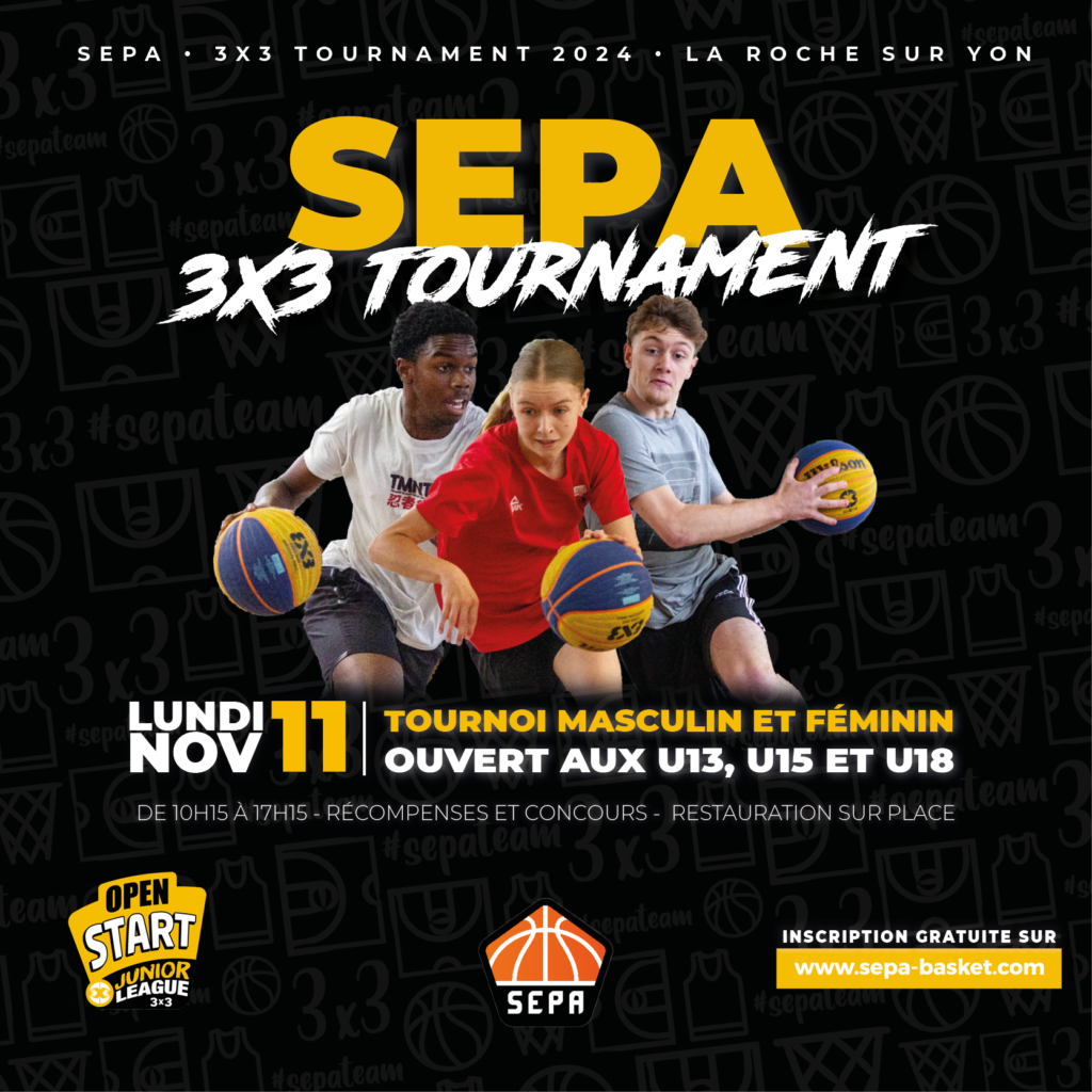 Et nous vous donnons rendez-vous le lundi 11 novembre (jour férié) pour le 1er tournoi de notre série de SEPA 3X3 TOURNAMENTS !